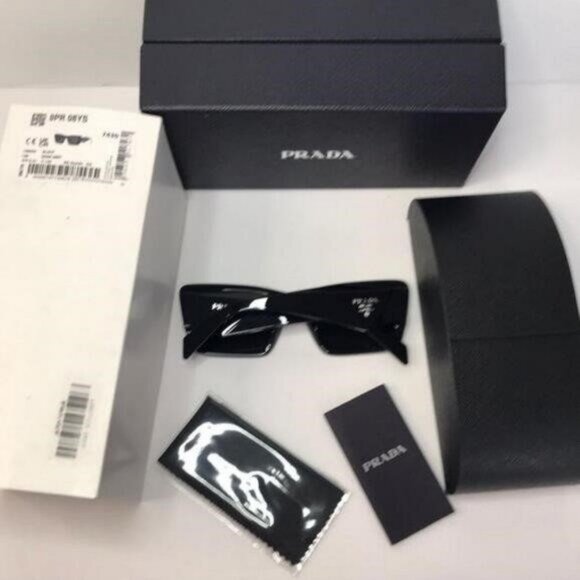 Authentic New Prada PR - 08YS 1AB5S0 Sunglasses Women's Black Dark Grey Butterfl - Picture 7 of 11